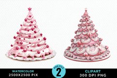 Watercolor Christmas Tree Cake Graphics Clipart Product Image 1