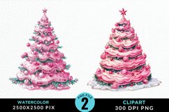Watercolor Christmas Tree Cake Design Clipart Product Image 1