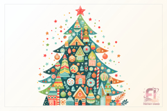 Hand-painted watercolor Christmas tree clipart PNG. Festive holiday design for cards, stickers, decor, sublimation, and craft projects.