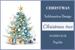 Sublimation watercolor Christmas tree vintage for greeting card, scrapbooking, craft, banner, mug, holiday.
