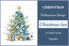 Sublimation watercolor Christmas tree vintage for greeting card, scrapbooking, craft, banner, mug, holiday.