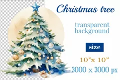 Sublimation watercolor Christmas tree vintage for greeting card, scrapbooking, craft, banner, mug, holiday.