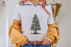 Watercolor Christmas Tree Clipart, Christmas Tree T-shirt Product Image 2