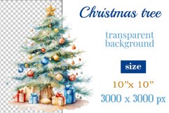 Sublimation watercolor Christmas tree vintage for greeting card, scrapbooking, craft, banner, mug, holiday.