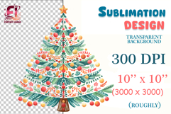 Hand-painted watercolor Christmas tree clipart PNG. Festive holiday design for cards, stickers, decor, sublimation, and craft projects.