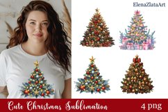 Watercolor Christmas Tree Clipart Product Image 1