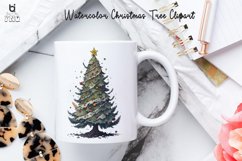 Watercolor Christmas Tree Clipart, Christmas Tree T-shirt Product Image 4