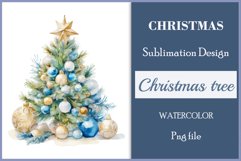 Sublimation watercolor Christmas tree vintage for greeting card, scrapbooking, craft, banner, mug, holiday.