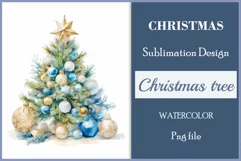 Sublimation watercolor Christmas tree vintage for greeting card, scrapbooking, craft, banner, mug, holiday.