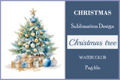 Sublimation watercolor Christmas tree vintage for greeting card, scrapbooking, craft, banner, mug, holiday.