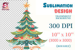 Hand-painted watercolor Christmas tree clipart PNG. Festive holiday design for cards, stickers, decor, sublimation, and craft projects.