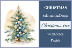 Sublimation watercolor Christmas tree vintage for greeting card, scrapbooking, craft, banner, mug, holiday.