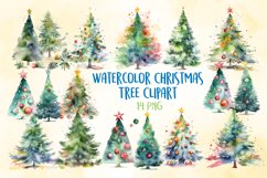 Watercolor Christmas Tree Clipart Bundle Product Image 1