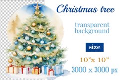 Sublimation watercolor Christmas tree vintage for greeting card, scrapbooking, craft, banner, mug, holiday.