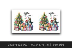 Watercolor Christmas tree cute cat colorful presents Gifts of love quote print tumbler skinny mug wrap clipart t-shirt sublimation printable design