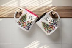 Watercolor Christmas tree cute cat colorful presents Gifts of love quote print tumbler skinny mug wrap clipart t-shirt sublimation printable design