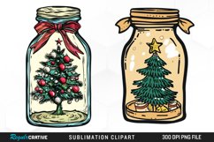 Watercolor Christmas Tree In A Jar Graphic Clipart Product Image 1