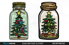 Watercolor Christmas Tree In A Jar Exquisite Clipart Product Image 1