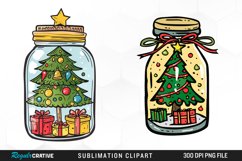 Watercolor Christmas Tree In A Jar Graphic Clipart Product Image 1
