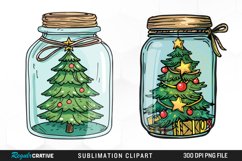 Watercolor Christmas Tree In A Jar Graphic Clipart Product Image 1