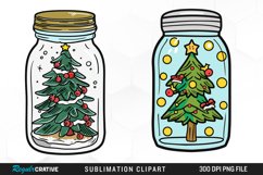 Watercolor Christmas Tree In A Jar Graphic Clipart Product Image 1