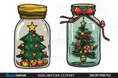 Watercolor Christmas Tree In A Jar Graphic Clipart Product Image 1