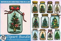 Watercolor Christmas Tree in a Jar Clipart Bundle Product Image 1