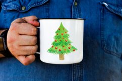 watercolor christmas tree on mug