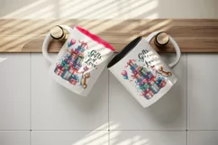 Watercolor Christmas tree presents cute cat Gifts of Love quote print 20 oz tumbler skinny mug wrap clipart t-shirt sublimation printable design
