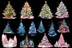 Watercolor Christmas trees presents Sublimation Clipart Product Image 3