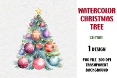 Watercolor Christmas Tree, Clipart, PNG Product Image 1