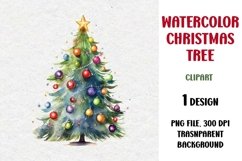 Watercolor Christmas Tree, Clipart, PNG Product Image 1