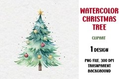 Watercolor Christmas Tree, Clipart, PNG Product Image 1