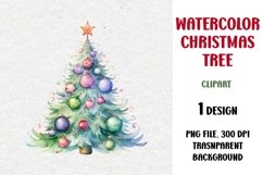 Watercolor Christmas Tree, Clipart, PNG Product Image 1