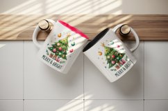 Watercolor Christmas tree star gifts beneath Merry and Bright quote print 20 oz tumbler skinny mug wrap clipart t-shirt sublimation printable design