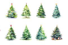 Watercolor Christmas Trees. Clipart Bundle. Product Image 2