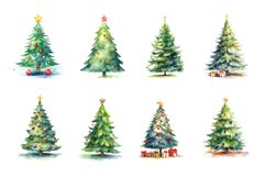 Watercolor Christmas Trees. Clipart Bundle. Product Image 3