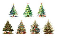 Watercolor Christmas Trees. Clipart Bundle. Product Image 4