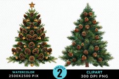 Watercolor Christmas Tree Clipart Bundle Product Image 3