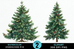 Watercolor Christmas Tree Clipart Bundle Product Image 2