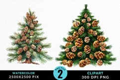 Watercolor Christmas Tree Clipart Bundle Product Image 4