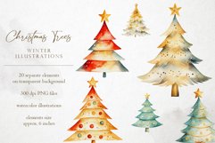 20 Watercolor Christmas Trees - Winter PNG Overlays Product Image 2