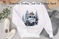 Watercolor Christmas Truck And Snowman Clipart, Mug PNG File Product Image 11