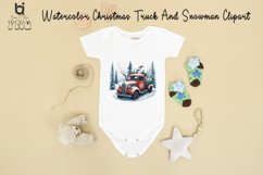 Watercolor Christmas Truck And Snowman Clipart, Mug PNG File Product Image 12