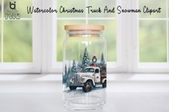 Watercolor Christmas Truck And Snowman Clipart, Mug PNG File Product Image 5