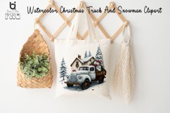 Watercolor Christmas Truck And Snowman Clipart, Mug PNG File Product Image 8