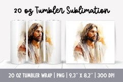 Watercolor Christmas Tumbler Sublimation Design | Jesus Product Image 1