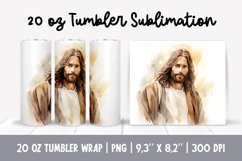 Watercolor Christmas Tumbler Sublimation Design | Jesus Product Image 1