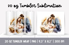 Watercolor Christmas Tumbler Sublimation Design Jesus Birth Product Image 1