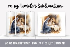 Watercolor Christmas Tumbler Sublimation Design Jesus Birth Product Image 1